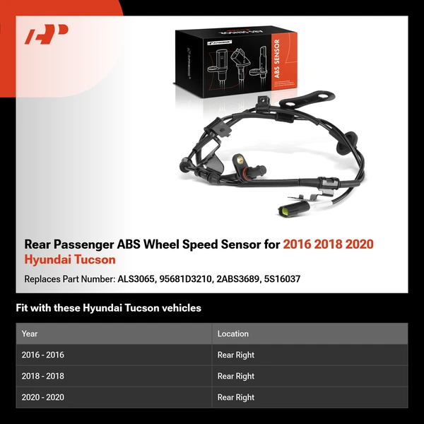 Rear Passenger ABS Wheel Speed Sensor for 2016 2018 2020 Hyundai Tucson