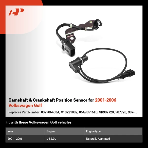 Camshaft & Crankshaft Position Sensor for 2001-2006 Volkswagen Golf