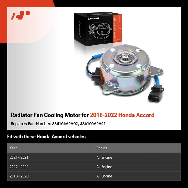 Radiator Fan Cooling Motor for 2018-2022 Honda Accord