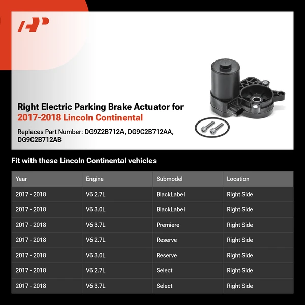 Right Electric Parking Brake Actuator for 2017-2018 Lincoln Continental