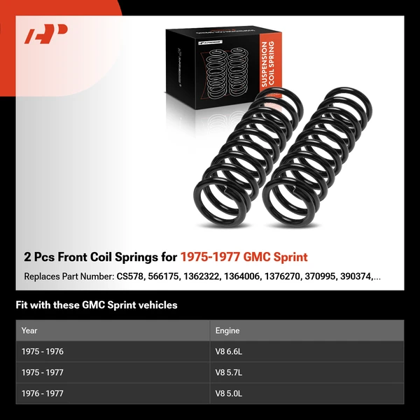 2 Pcs Front Coil Springs for 1975-1977 GMC Sprint