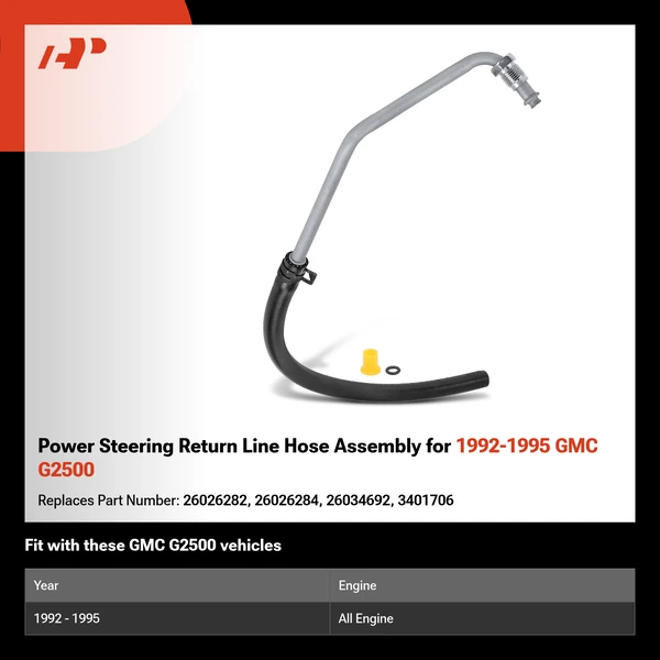 Power Steering Return Line Hose Assembly for 1992-1995 GMC G2500