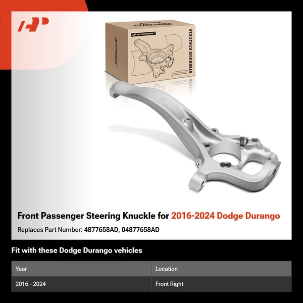 Front Passenger Steering Knuckle for 2016-2024 Dodge Durango