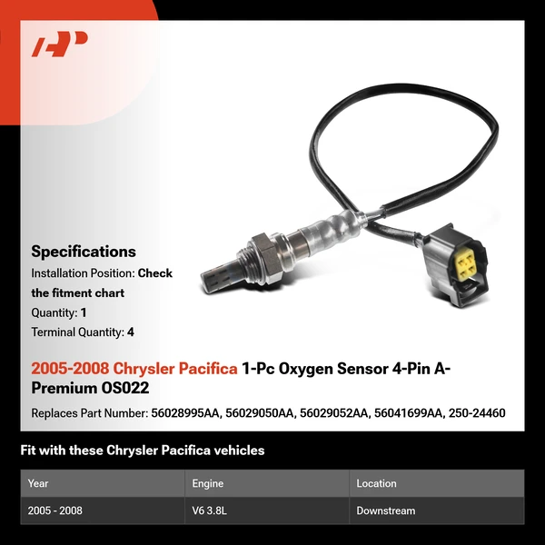 2005-2008 Chrysler Pacifica 1-Pc Oxygen Sensor 4-Pin A-Premium OS022