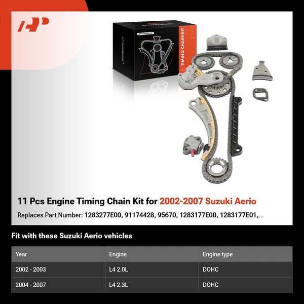 11 Pcs Engine Timing Chain Kit for 2002-2007 Suzuki Aerio