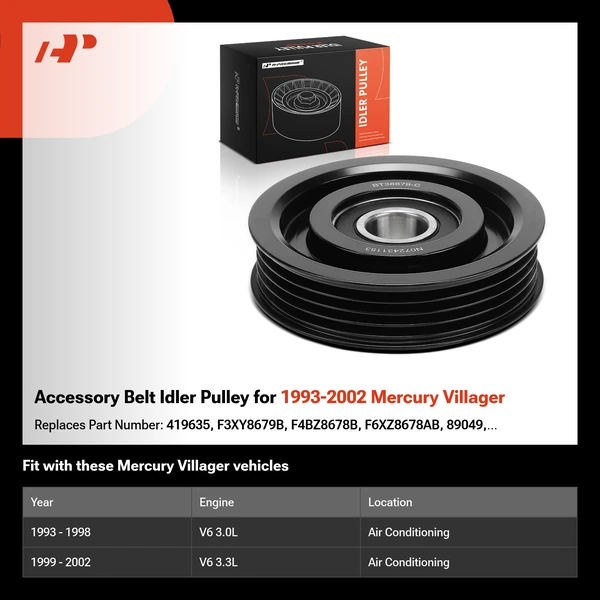 Accessory Belt Idler Pulley for 1993-2002 Mercury Villager
