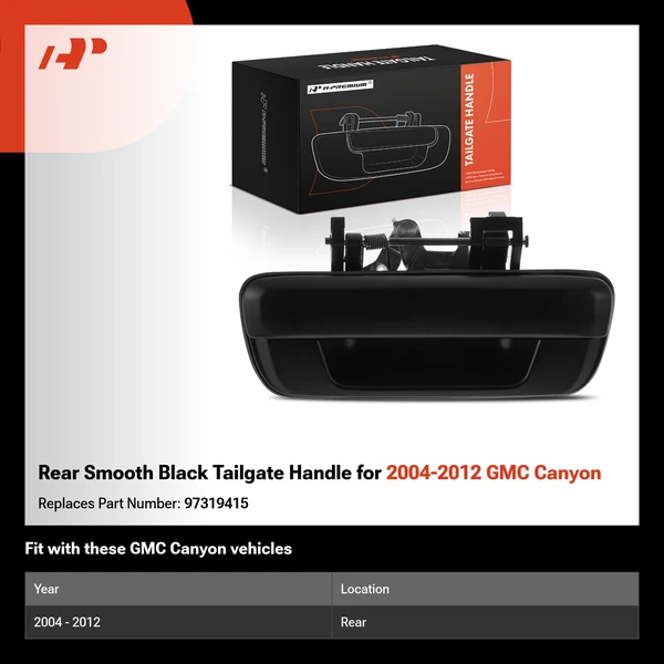 Rear Smooth Black Tailgate Handle for 2004-2012 GMC Canyon