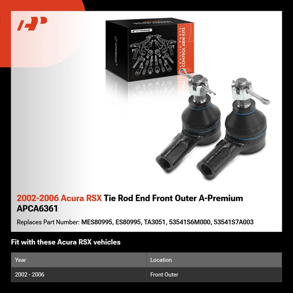 2002-2006 Acura RSX Tie Rod End Front Outer A-Premium APCA6361