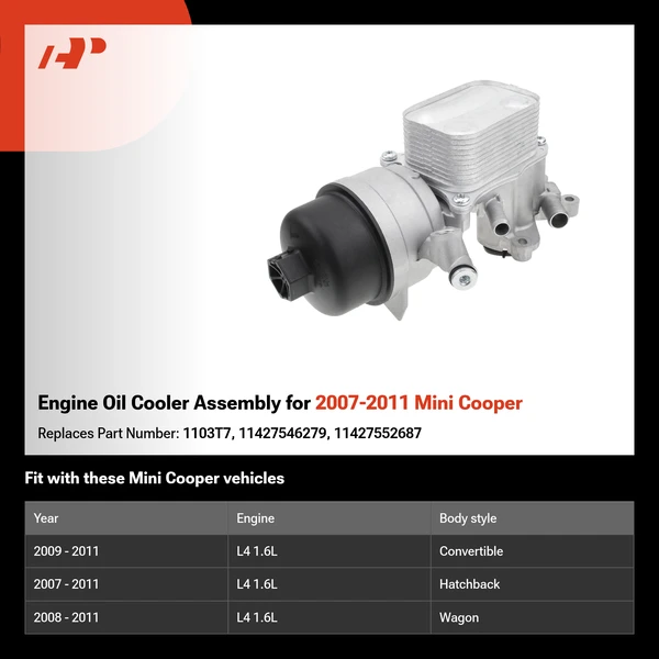 Engine Oil Cooler Assembly for 2007-2011 Mini Cooper
