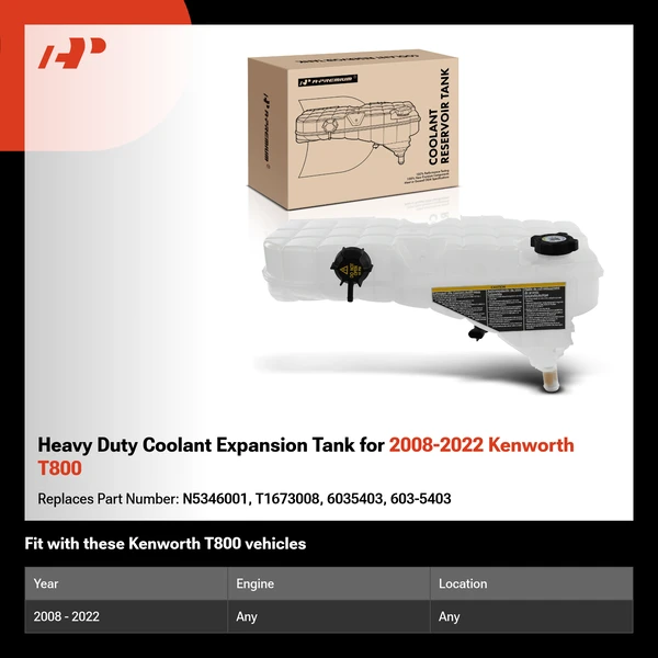 Heavy Duty Coolant Expansion Tank for 2008-2022 Kenworth T800
