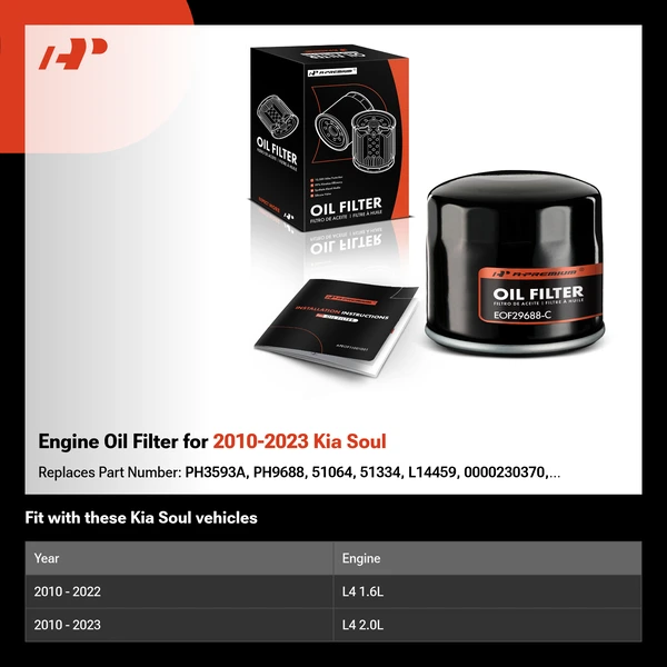 Engine Oil Filter for 2010-2023 Kia Soul