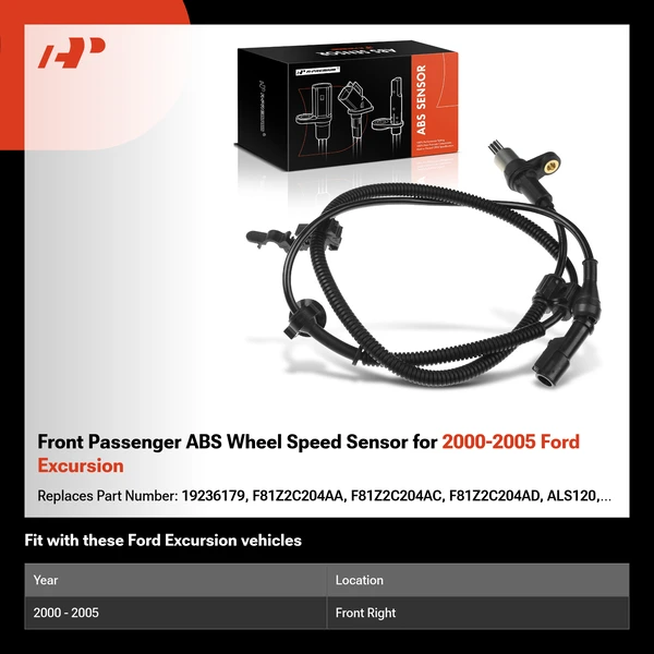 Front Passenger ABS Wheel Speed Sensor for 2000-2005 Ford Excursion