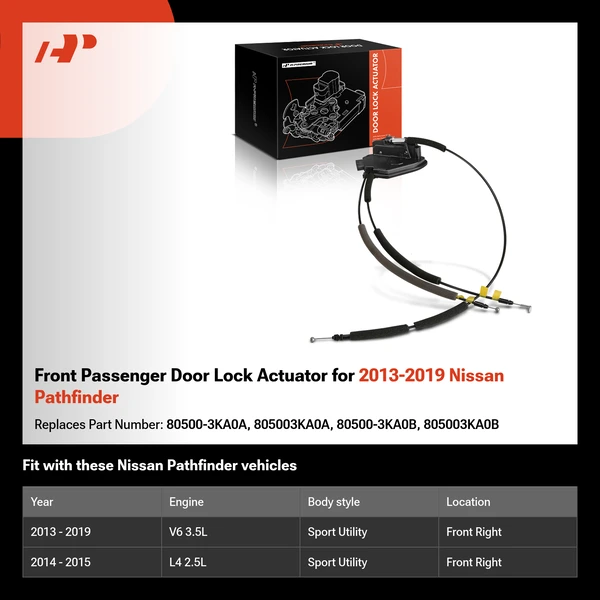 Front Passenger Door Lock Actuator for 2013-2019 Nissan Pathfinder