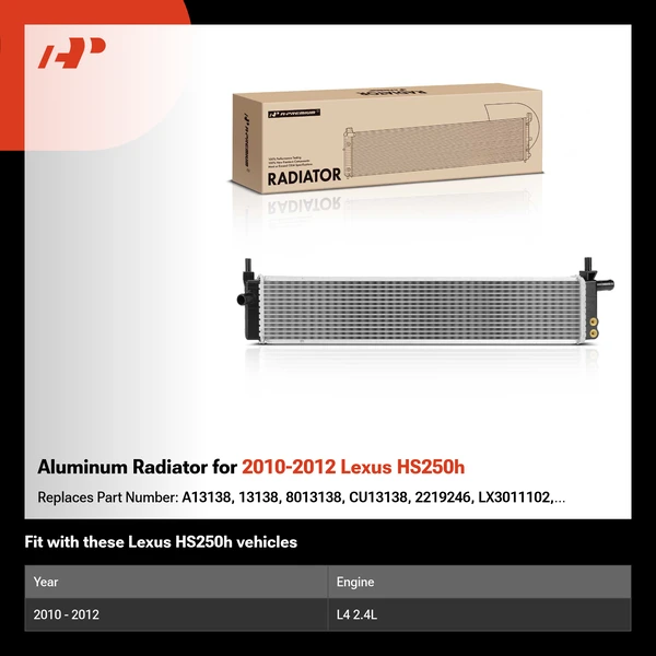 Aluminum Radiator for 2010-2012 Lexus HS250h