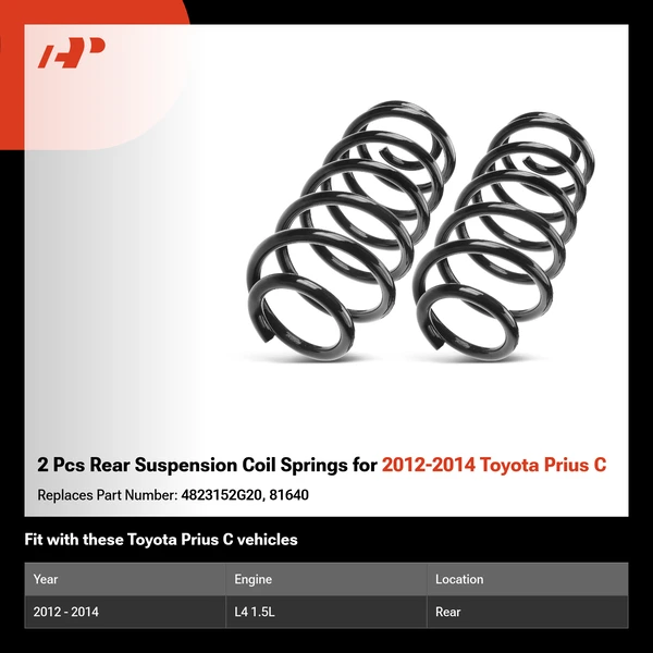 2 Pcs Rear Suspension Coil Springs for 2012-2014 Toyota Prius C