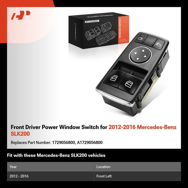 Front Driver Power Window Switch for 2012-2016 Mercedes-Benz SLK200