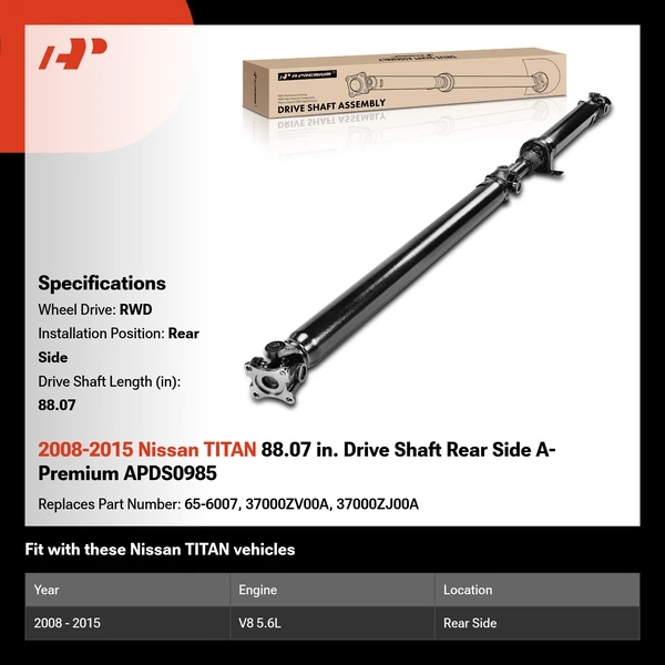 2008-2015 Nissan TITAN 88.07 in. Drive Shaft Rear Side A-Premium APDS0985
