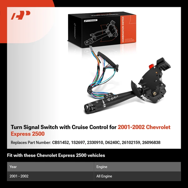 Turn Signal Switch with Cruise Control for 2001-2002 Chevrolet Express 2500