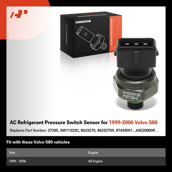 AC Refrigerant Pressure Switch Sensor for 1999-2006 Volvo S80