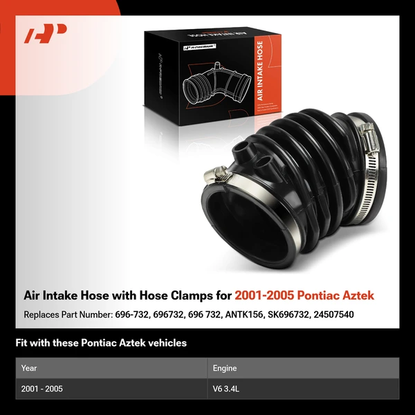 Air Intake Hose with Hose Clamps for 2001-2005 Pontiac Aztek