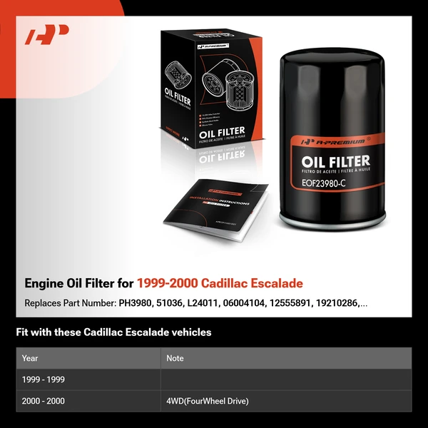 Engine Oil Filter for 1999-2000 Cadillac Escalade