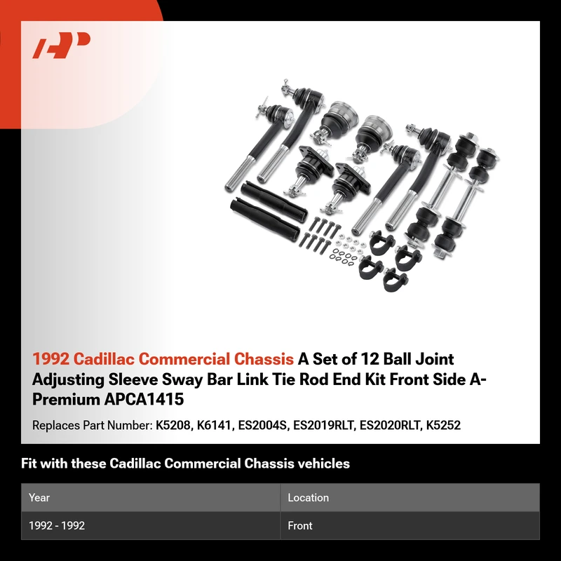 1992 Cadillac Commercial Chassis A Set of 12 Ball Joint Adjusting Sleeve Sway Bar Link Tie Rod End Kit Front Side A-Premium APCA1415