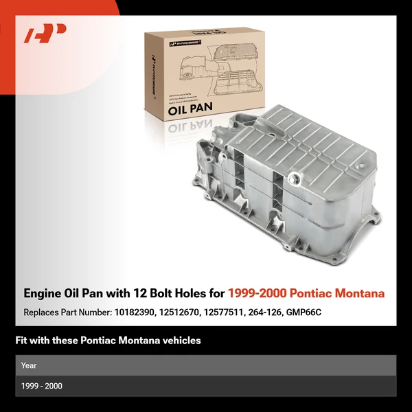 Engine Oil Pan with 12 Bolt Holes for 1999-2000 Pontiac Montana