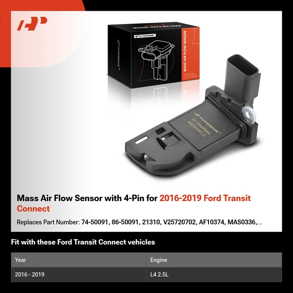 Mass Air Flow Sensor with 4-Pin for 2016-2019 Ford Transit Connect