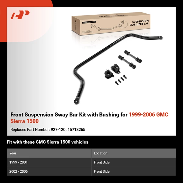 Front Suspension Sway Bar Kit with Bushing for 1999-2006 GMC Sierra 1500