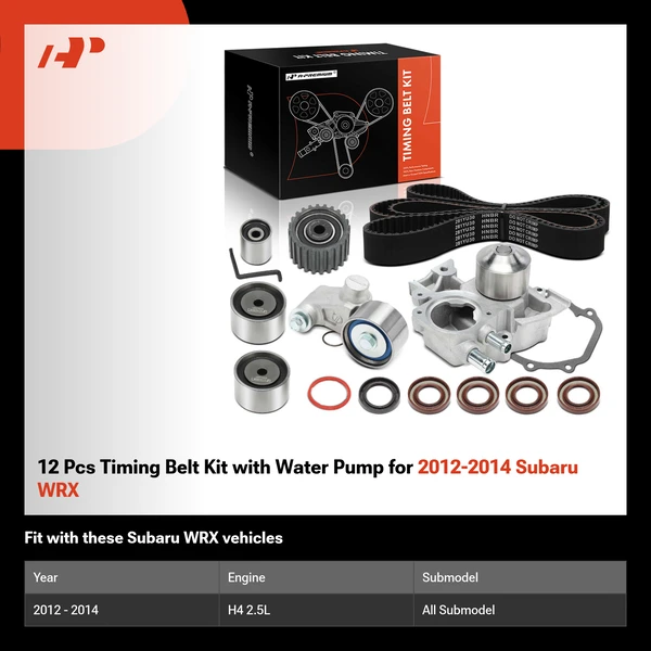 12 Pcs Timing Belt Kit with Water Pump for 2012-2014 Subaru WRX