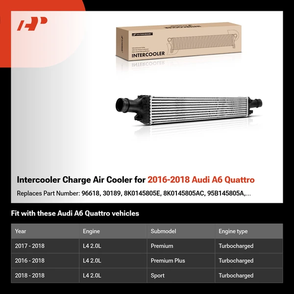 Intercooler Charge Air Cooler for 2016-2018 Audi A6 Quattro