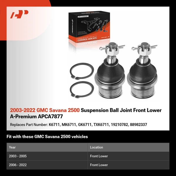 2003-2022 GMC Savana 2500 Suspension Ball Joint Front Lower A-Premium APCA7877