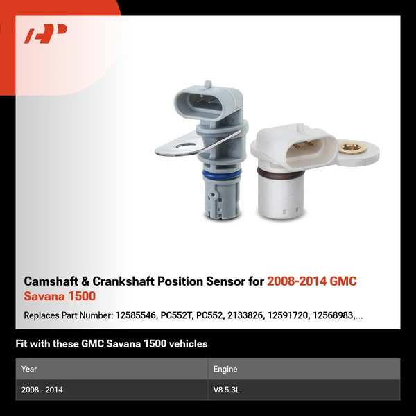 Camshaft & Crankshaft Position Sensor for 2008-2014 GMC Savana 1500