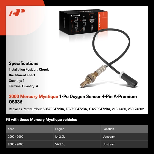2000 Mercury Mystique 1-Pc Oxygen Sensor 4-Pin A-Premium OS036