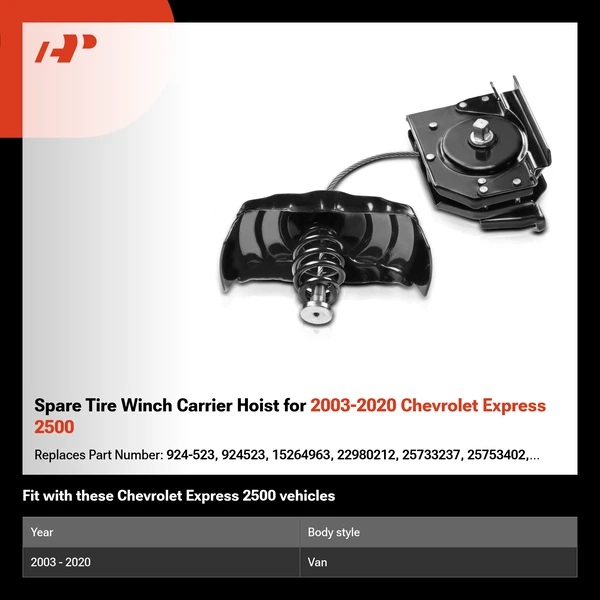 Spare Tire Winch Carrier Hoist for 2003-2020 Chevrolet Express 2500