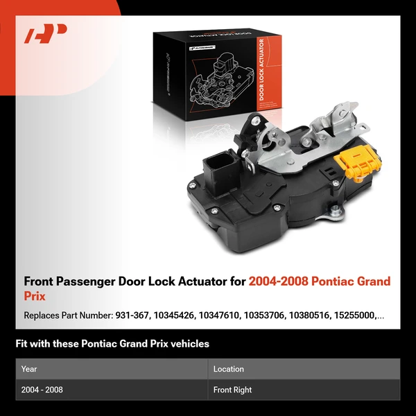 Front Passenger Door Lock Actuator for 2004-2008 Pontiac Grand Prix