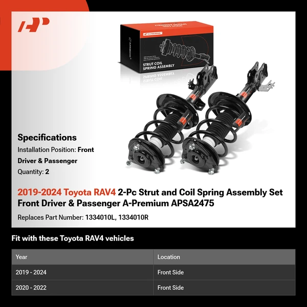 2019-2024 Toyota RAV4 2-Pc Strut and Coil Spring Assembly Set Front Driver & Passenger A-Premium APSA2475