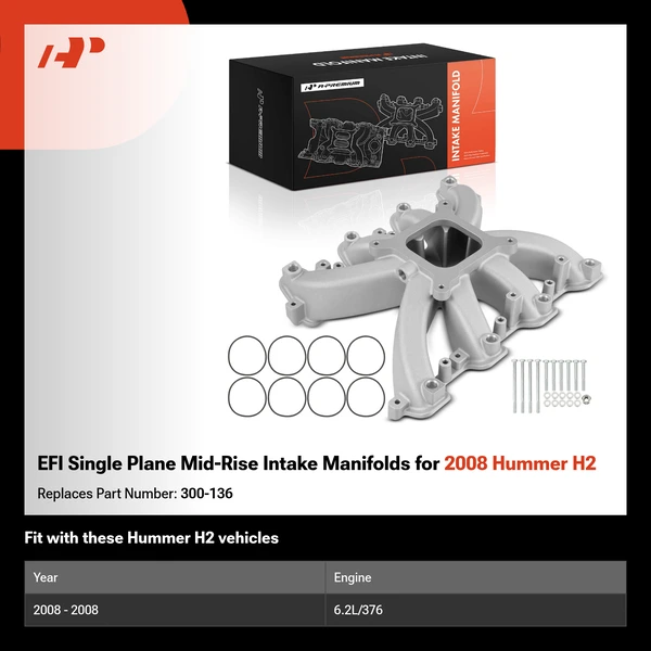 EFI Single Plane Mid-Rise Intake Manifolds for 2008 Hummer H2