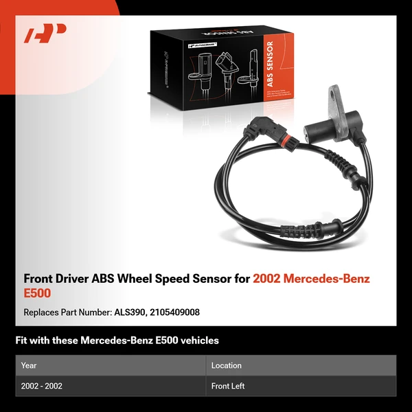 Front Driver ABS Wheel Speed Sensor for 2002 Mercedes-Benz E500