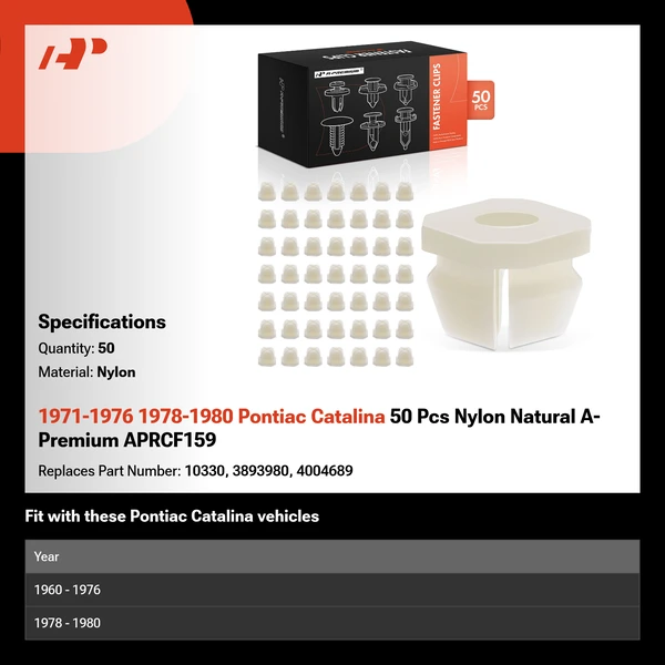 1971-1976 1978-1980 Pontiac Catalina 50 Pcs Nylon Natural A-Premium APRCF159