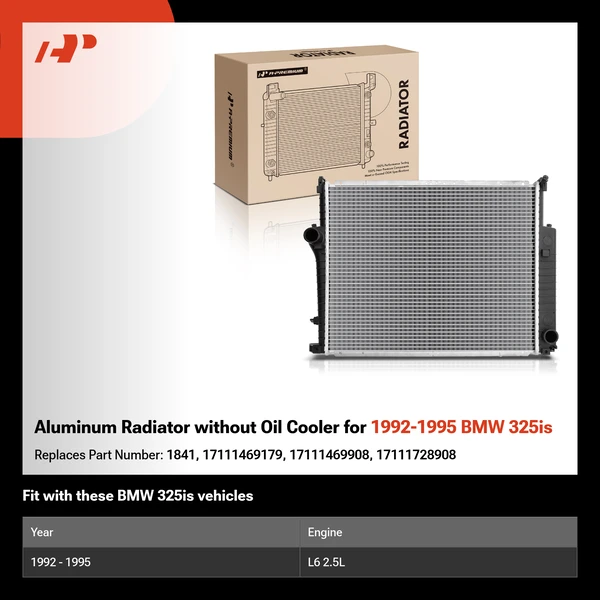 Aluminum Radiator without Oil Cooler for 1992-1995 BMW 325is