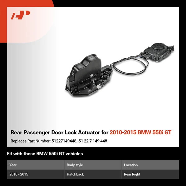 Rear Passenger Door Lock Actuator for 2010-2015 BMW 550i GT