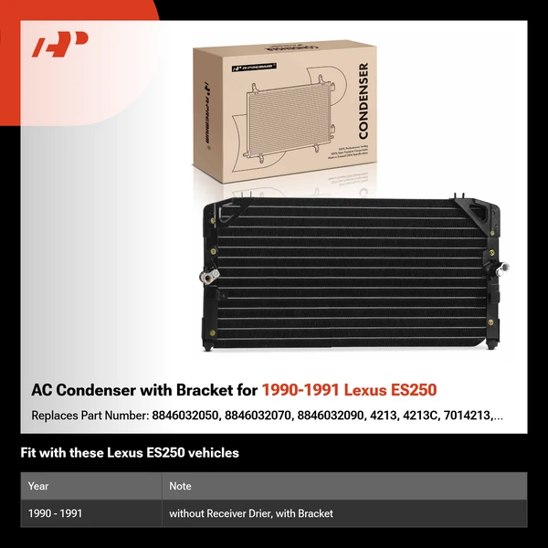 AC Condenser with Bracket for 1990-1991 Lexus ES250
