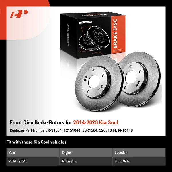 Front Disc Brake Rotors for 2014-2023 Kia Soul