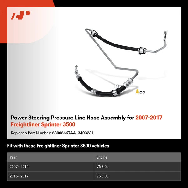 Power Steering Pressure Line Hose Assembly for 2007-2017 Freightliner Sprinter 3500