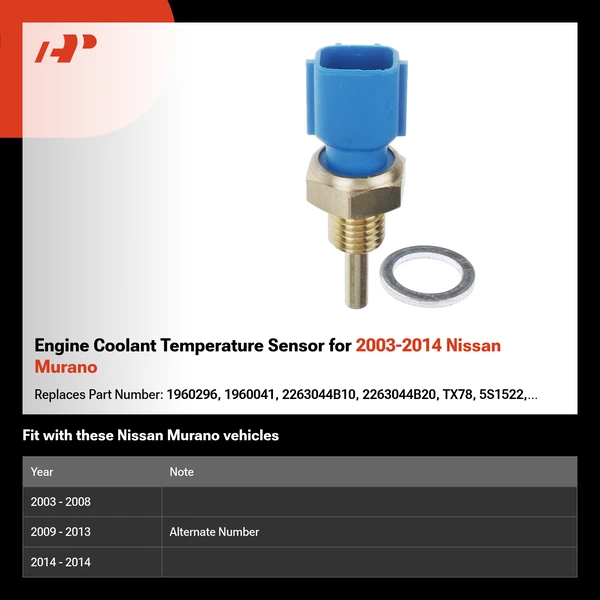 Engine Coolant Temperature Sensor for 2003-2014 Nissan Murano