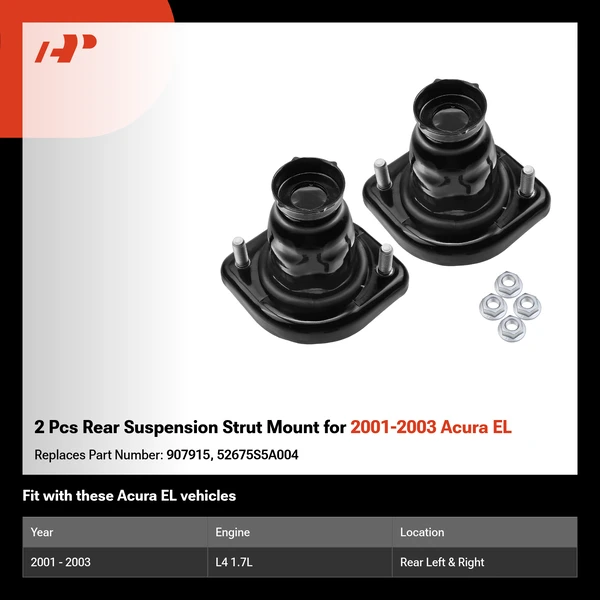 2 Pcs Rear Suspension Strut Mount for 2001-2003 Acura EL