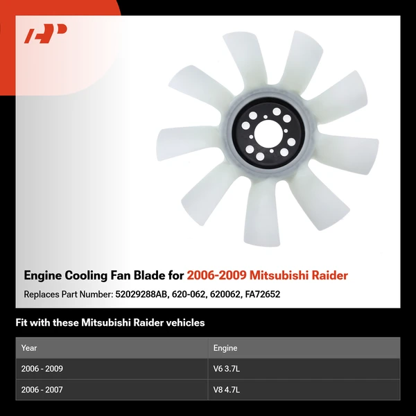 Engine Cooling Fan Blade for 2006-2009 Mitsubishi Raider