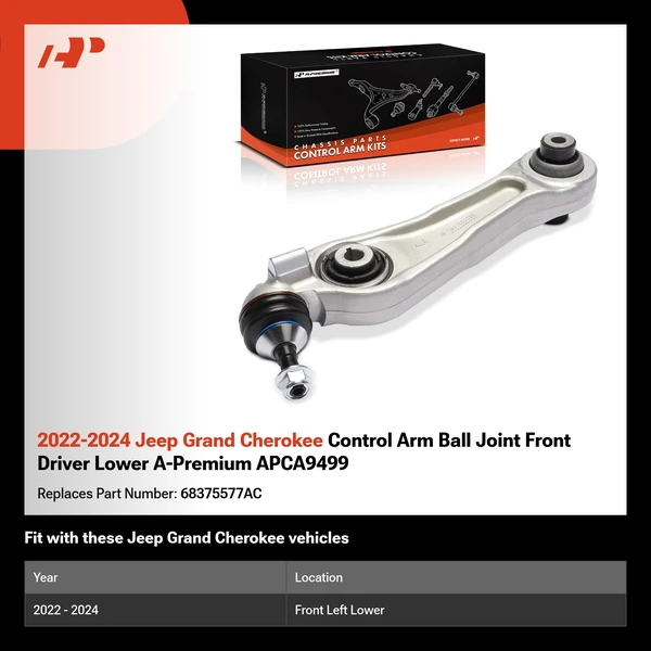 2022-2024 Jeep Grand Cherokee Control Arm Ball Joint Front Driver Lower A-Premium APCA9499
