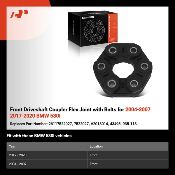 Front Driveshaft Coupler Flex Joint with Bolts for 2004-2007 2017-2020 BMW 530i